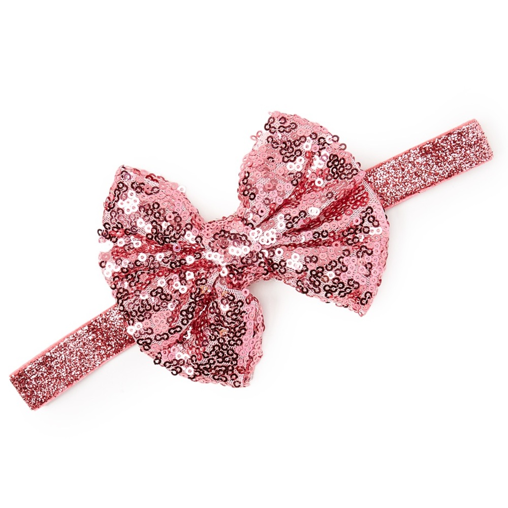 Pink Sequin Bow Headband